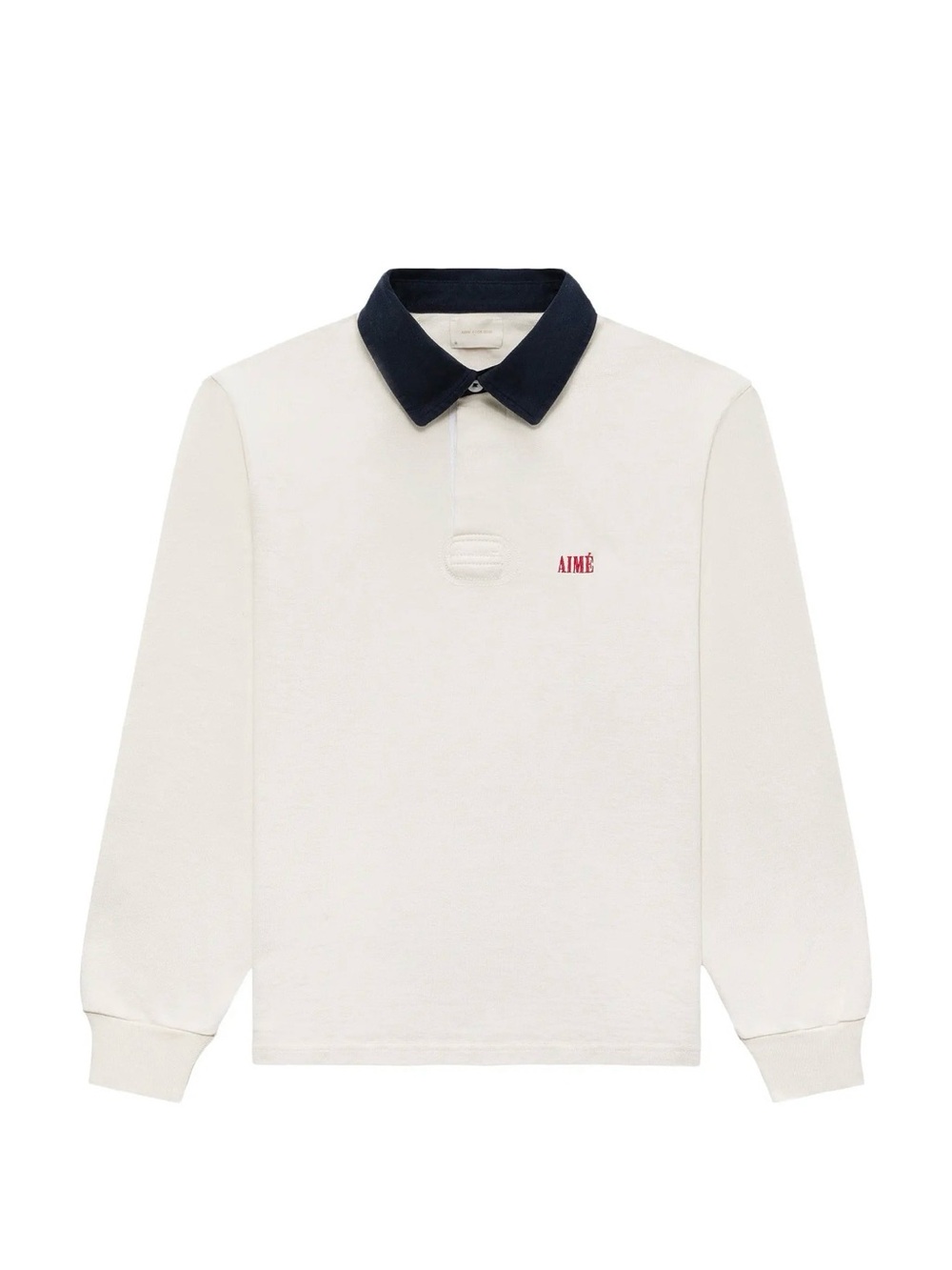 Aime Leon Dore Cream Rugby Shirt with Black Collar and Red Logo